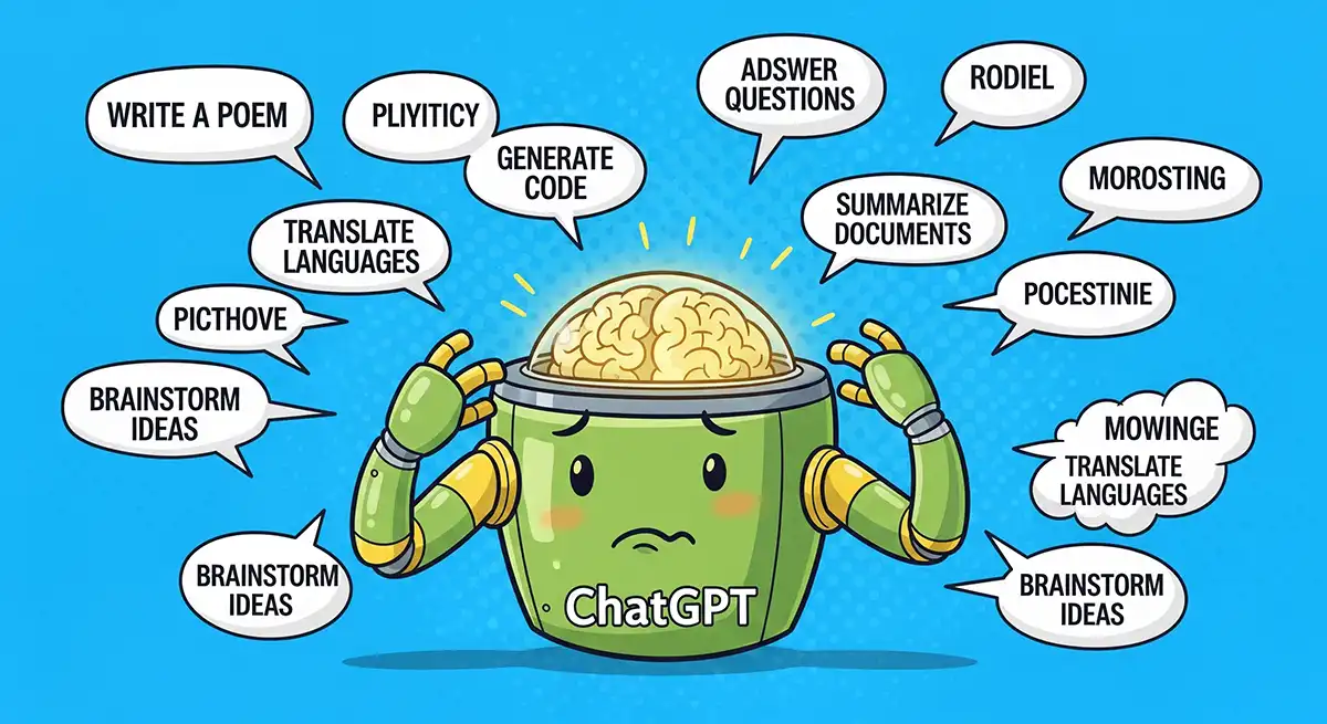 ChatGPTロボが自分にはいったい何ができるんだろうと自分の能力を把握しきれずに当惑している様子