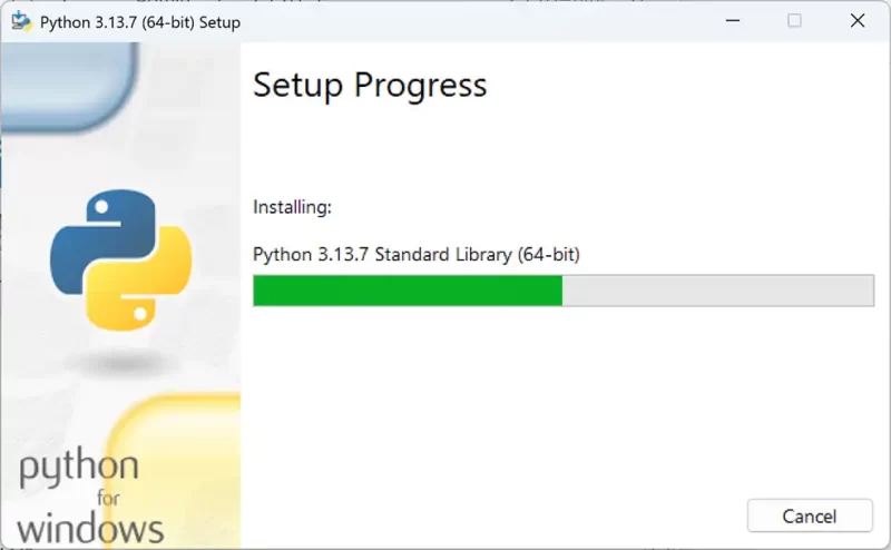 Pythonインストール中