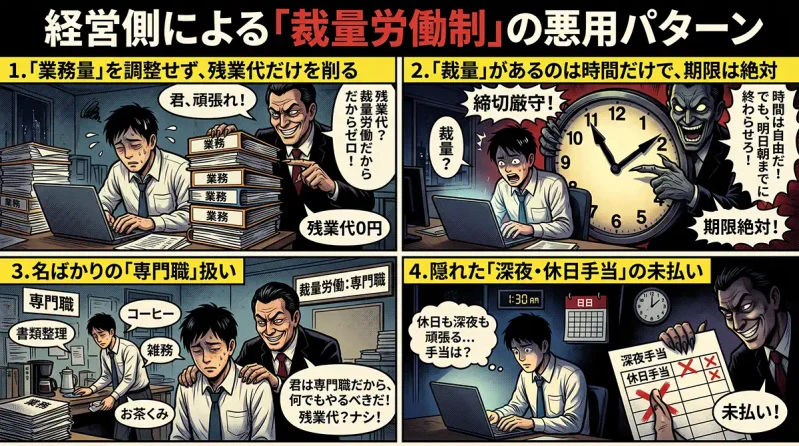 経営側による「裁量労働制」の悪用パターン